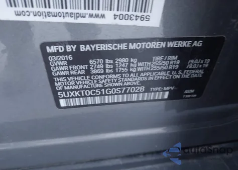 2016 BMW X5 Edrive xDrive40E from USA, damaged, VIN 5UXKT0C51G0S77028